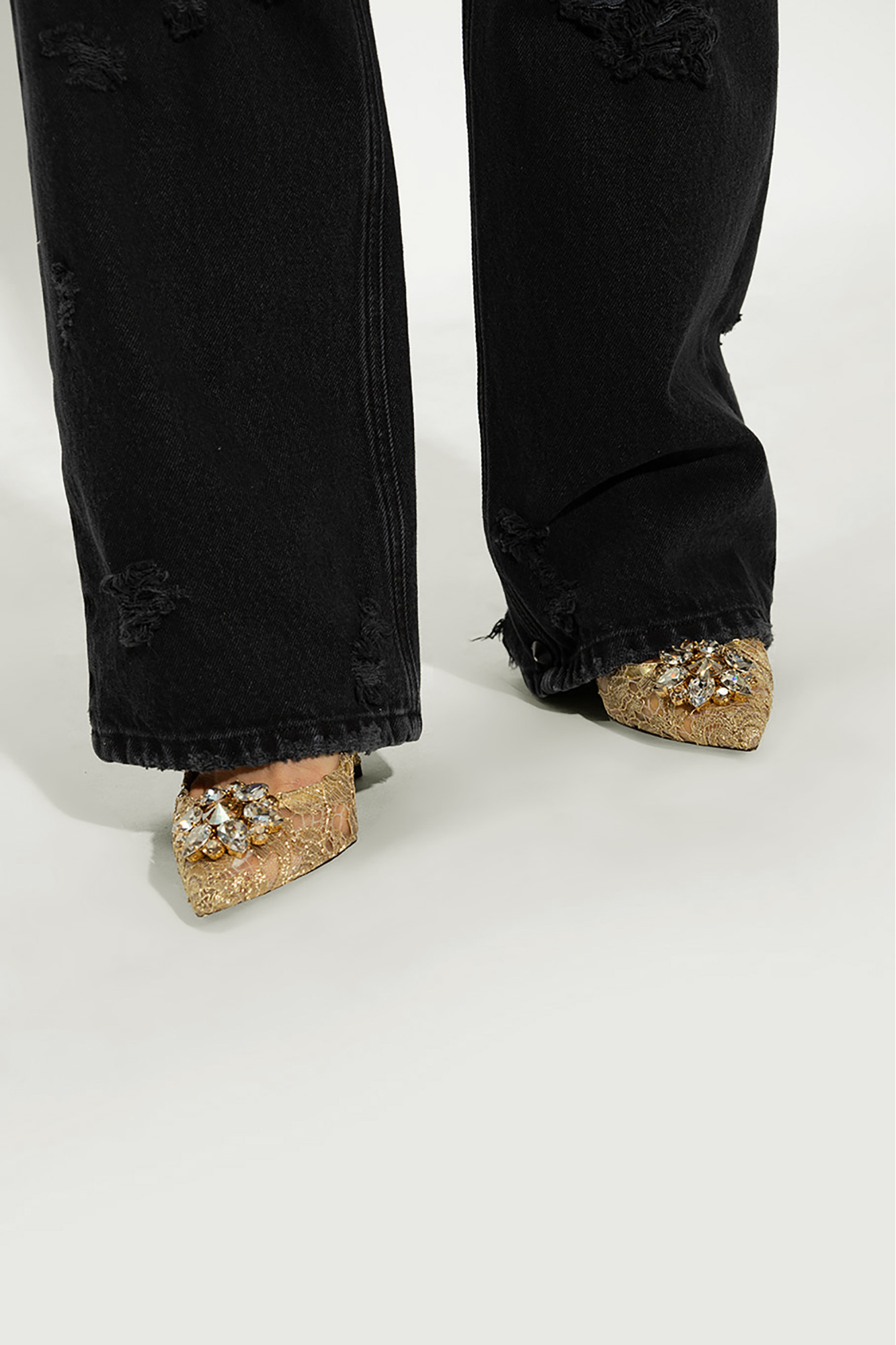 Złoty Koronkowe szpilki Dolce & Gabbana - Vitkac Polska